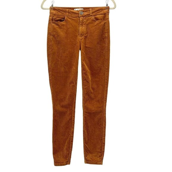 Paige Hoxton Ankle Corduroy Gold Skinny Pants Womens 25 - Picture 1 of 9